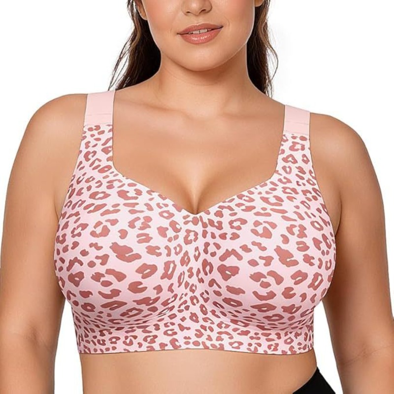 Minimizer Bra Women - Sutiãs Leopard Jelly sem aro, push-up,