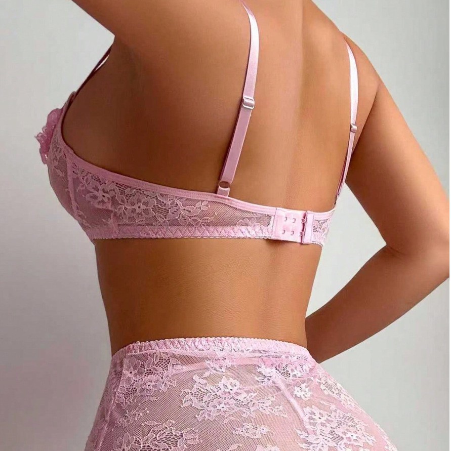 Conjunto de lingerie sexy tran - Sheer Mesh Bra avaliação e preço